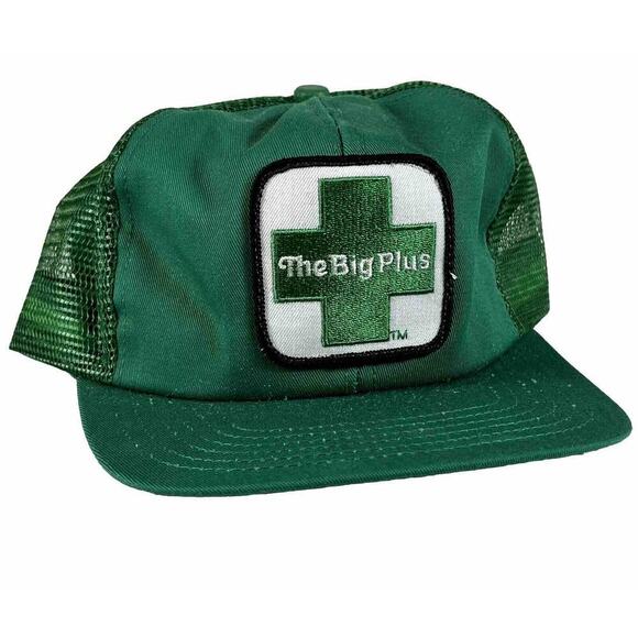 Vintage USA MADE Patch Trucker Hat Snapback Green Cap The BIG-PLUS Perform Tools